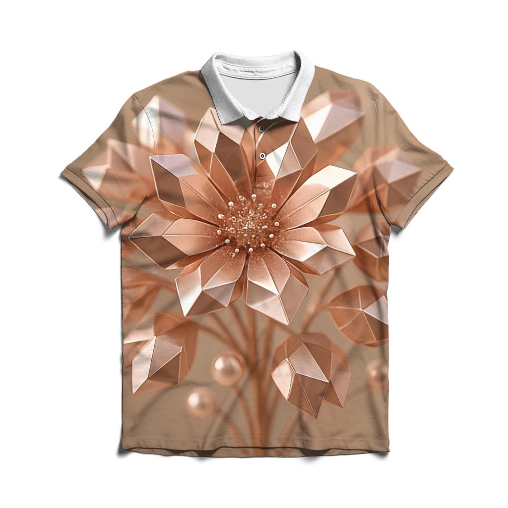 Rose Gold Facet Bloom designer slim fit polos