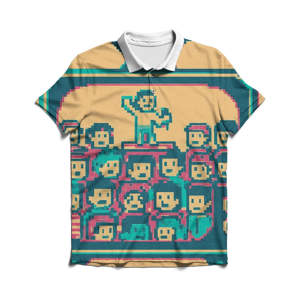 Pixel Concert Crowd branded logo polo shirts