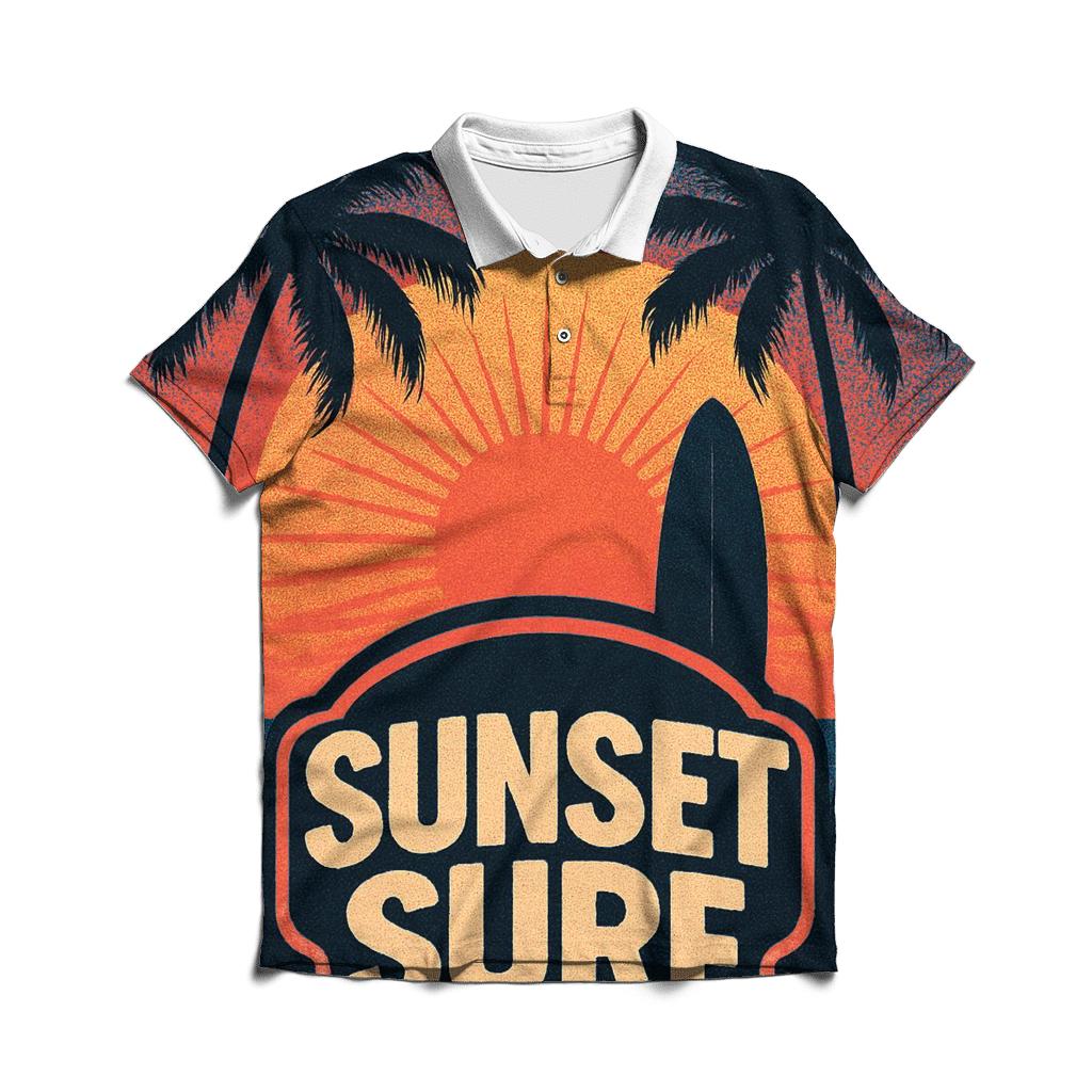 Retro Wave Surf Club embroidered polo tops