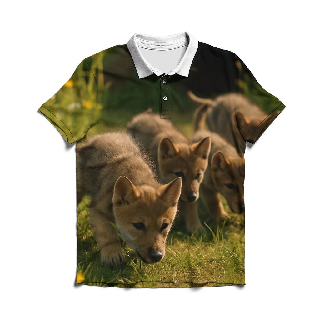 Pups Learning To Stalk branded logo polo shirts