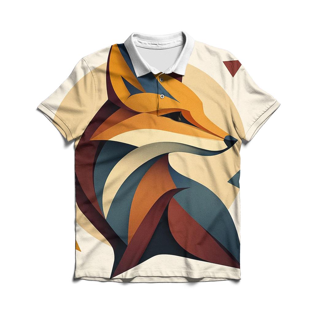 Abstract Geometry Fox branded logo polo shirts