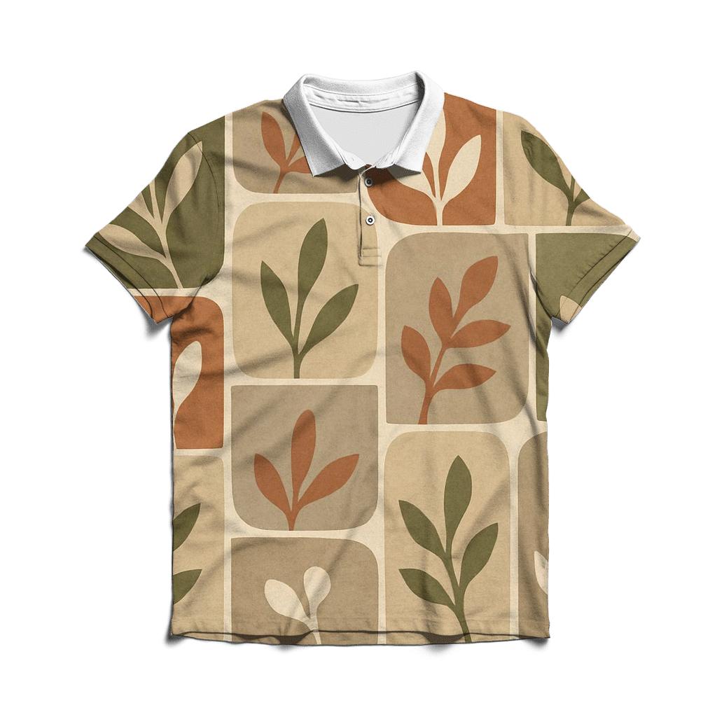 Earth Tone Mosaic branded logo polo shirts