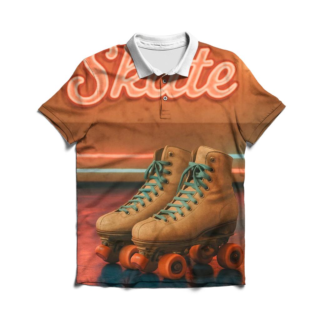 Retro Roller Rink Neon stylish collar polo tees