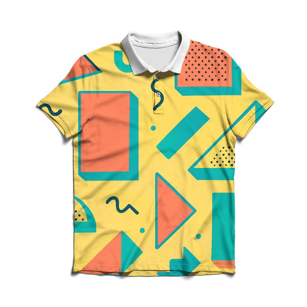 Memphis Pop Blocks premium cotton polo shirts