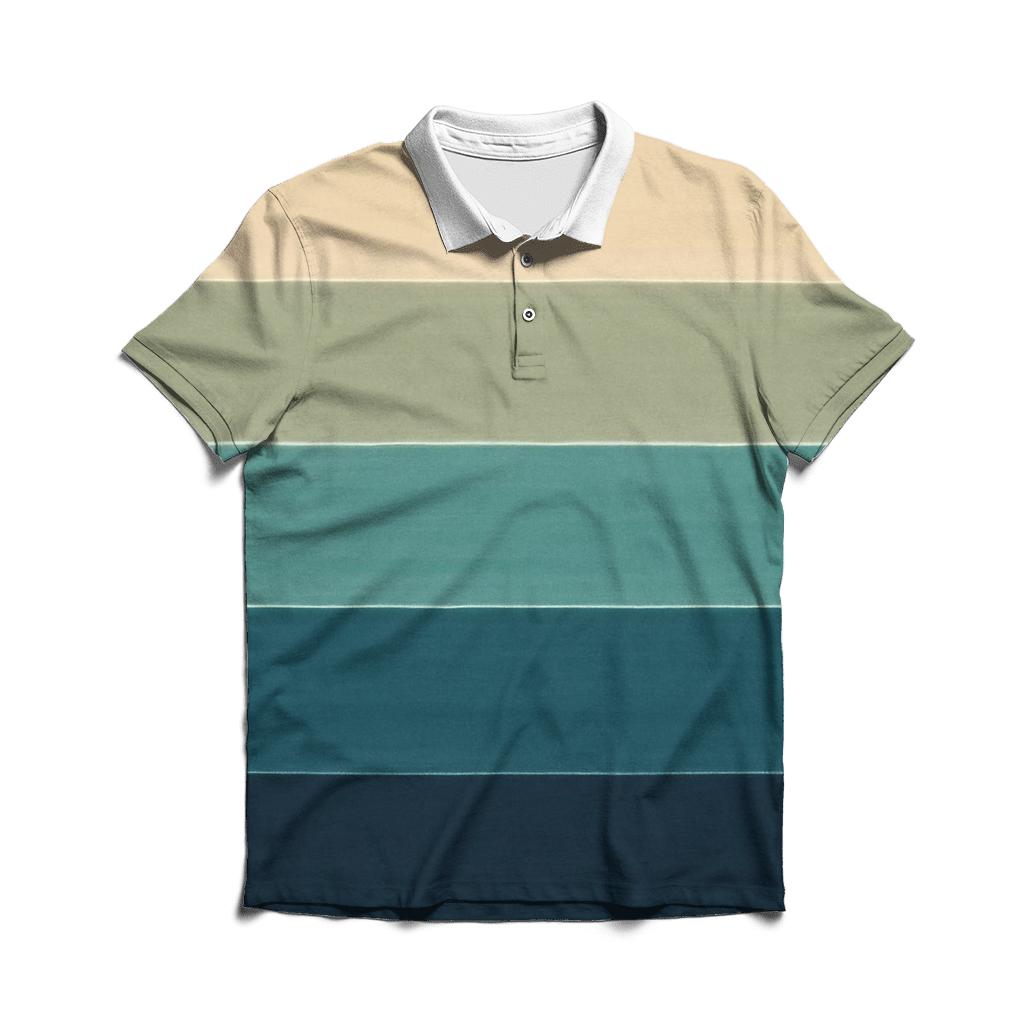 Horizon Lagoon Stripes branded logo polo shirts