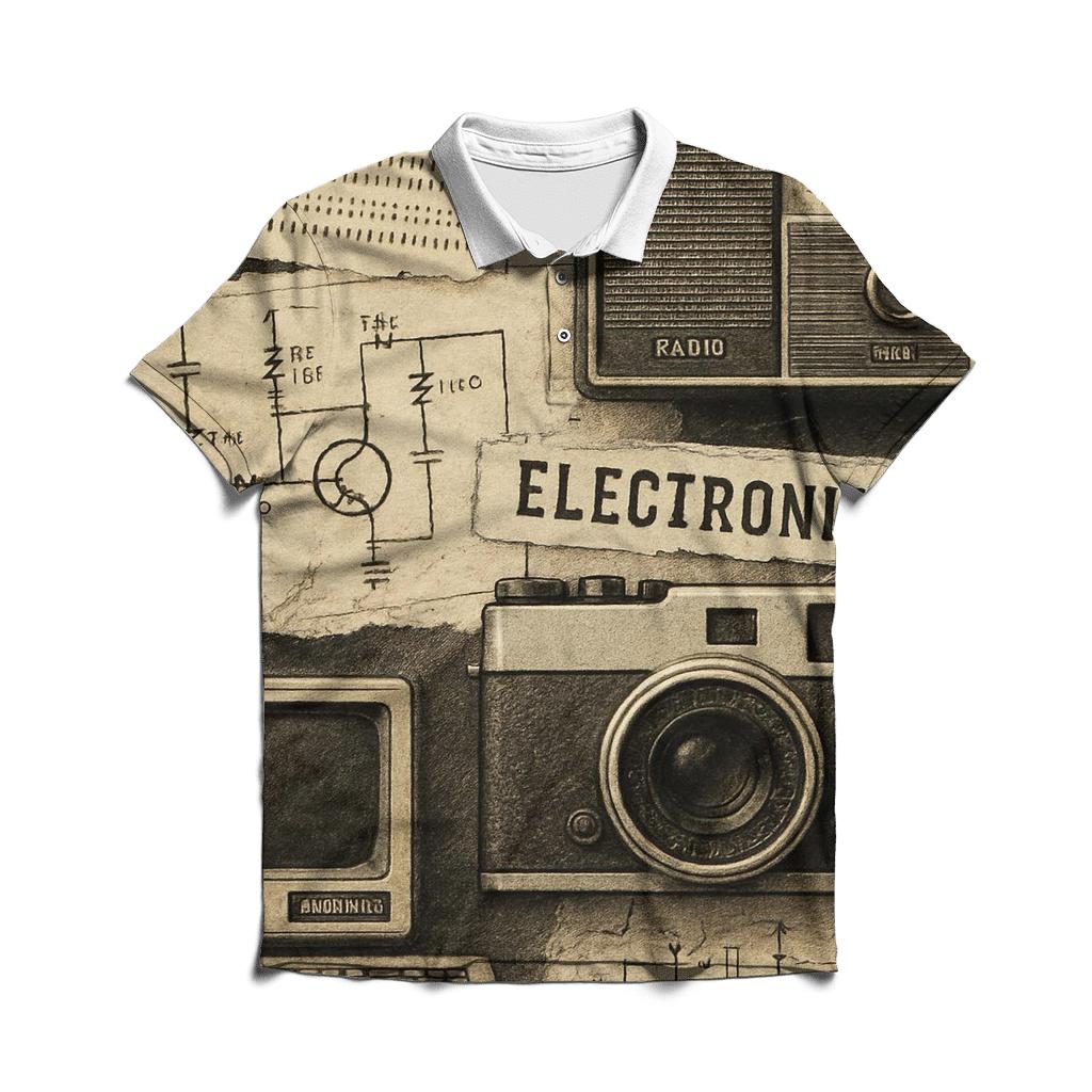 Vintage Tech Collage casual sports polo shirts