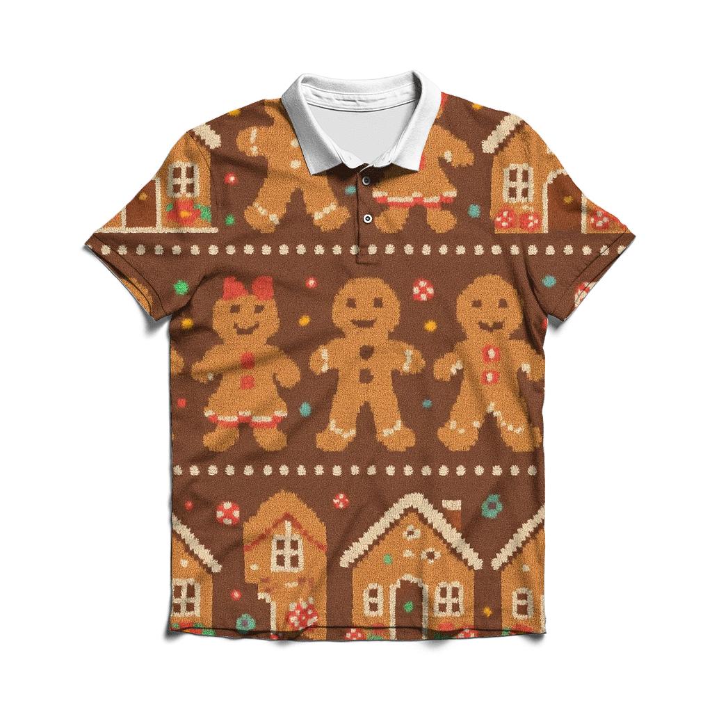 Gingerbread Village Parade Design custom polo shirts