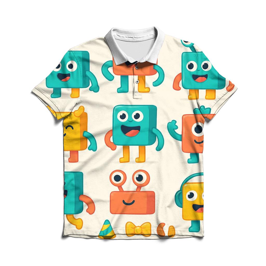 Playful Modular Monsters personalized polo shirts