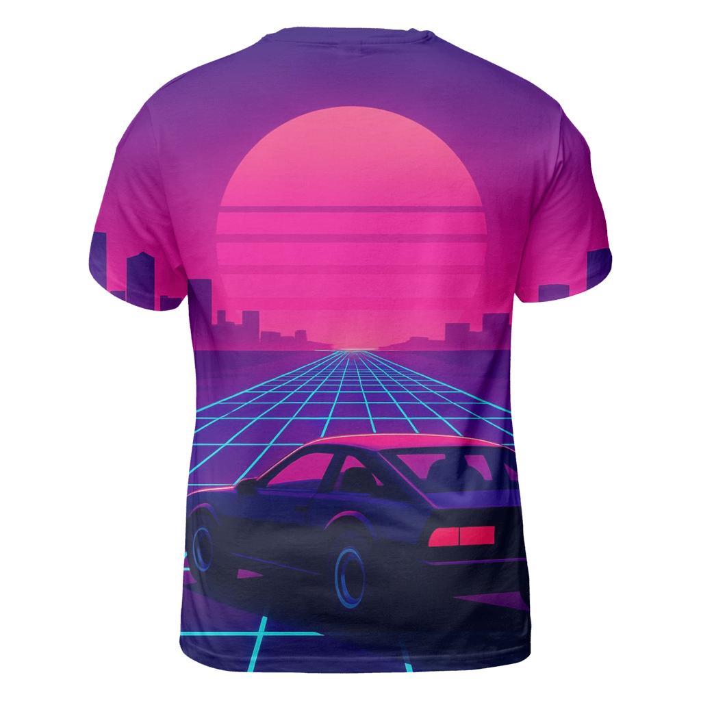 Neon Grid Sunset designer pattern shirts