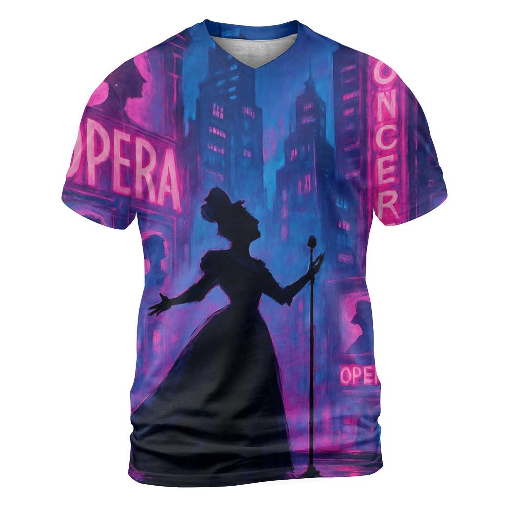 Neon Cyber Opera artistic all-over print tops