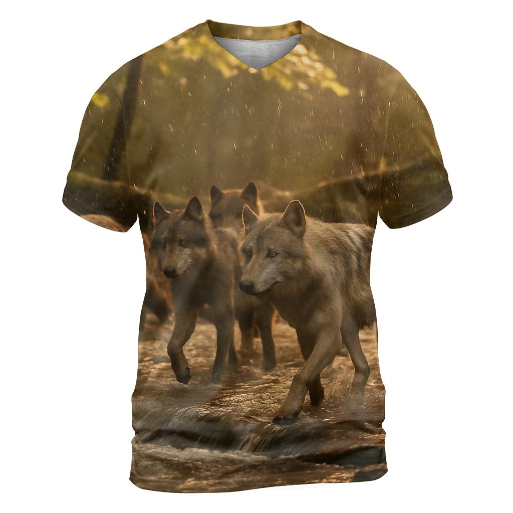 Forest Pack Crossing In Golden Rain statement graphic shirts