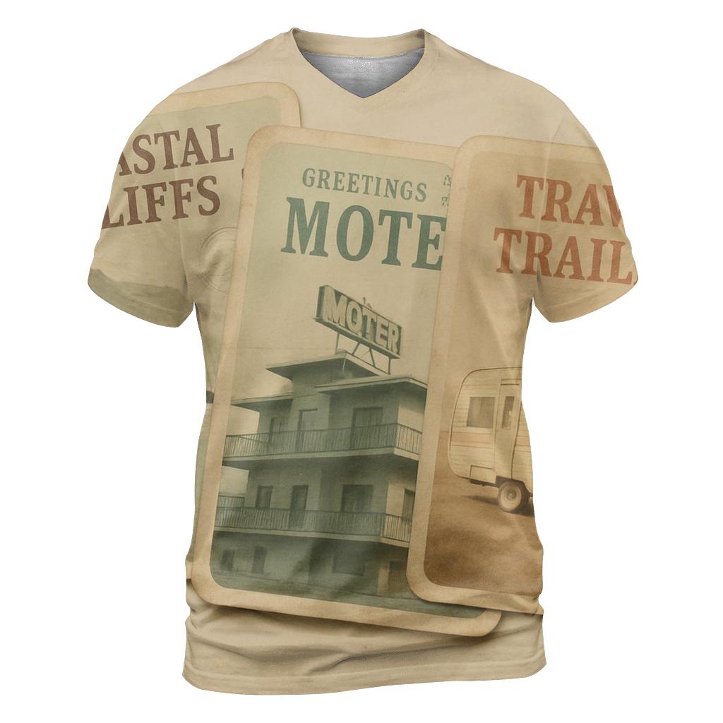 Vintage Travel Postcard Set creative print fashion shirts