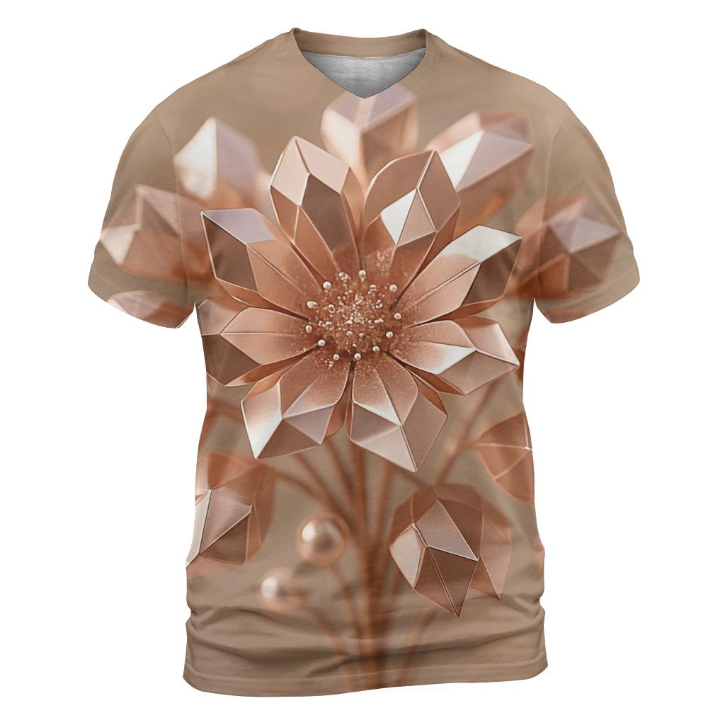 Rose Gold Facet Bloom designer pattern shirts