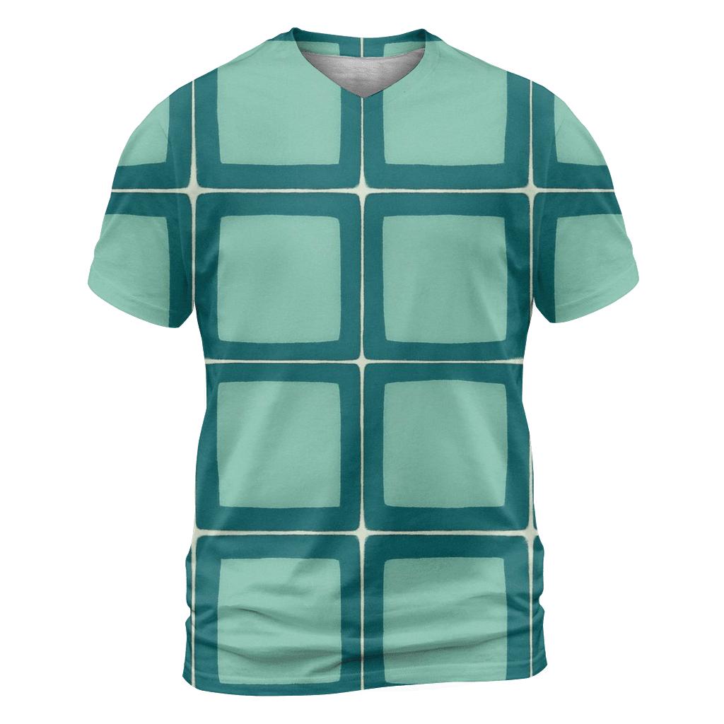 Teal Itajime Grid custom all-over print shirts