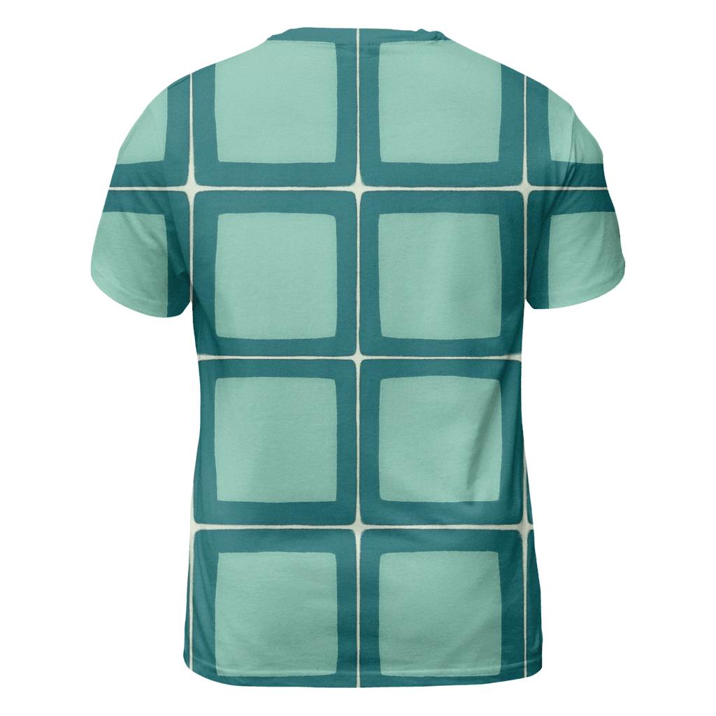 Teal Itajime Grid custom all-over print shirts