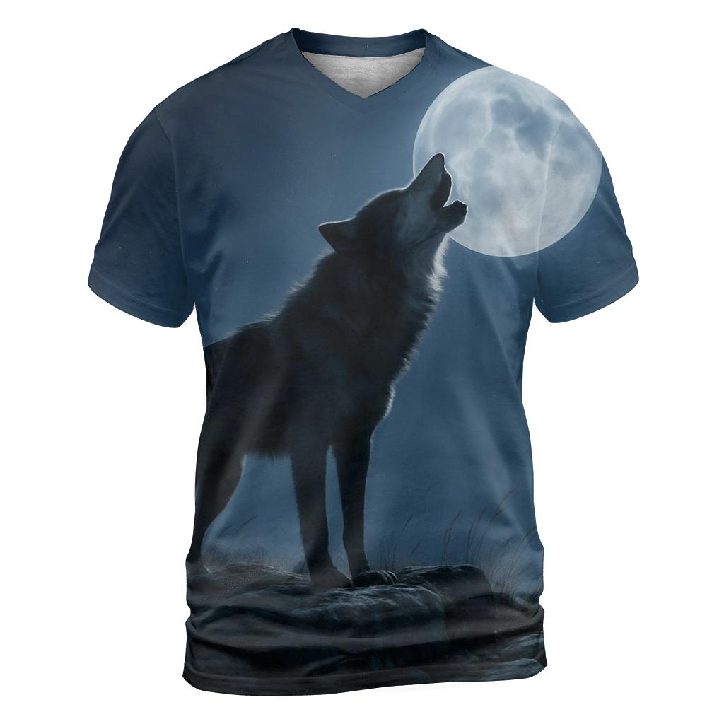 Lunar Shadow Lone Howl artistic all-over print tops