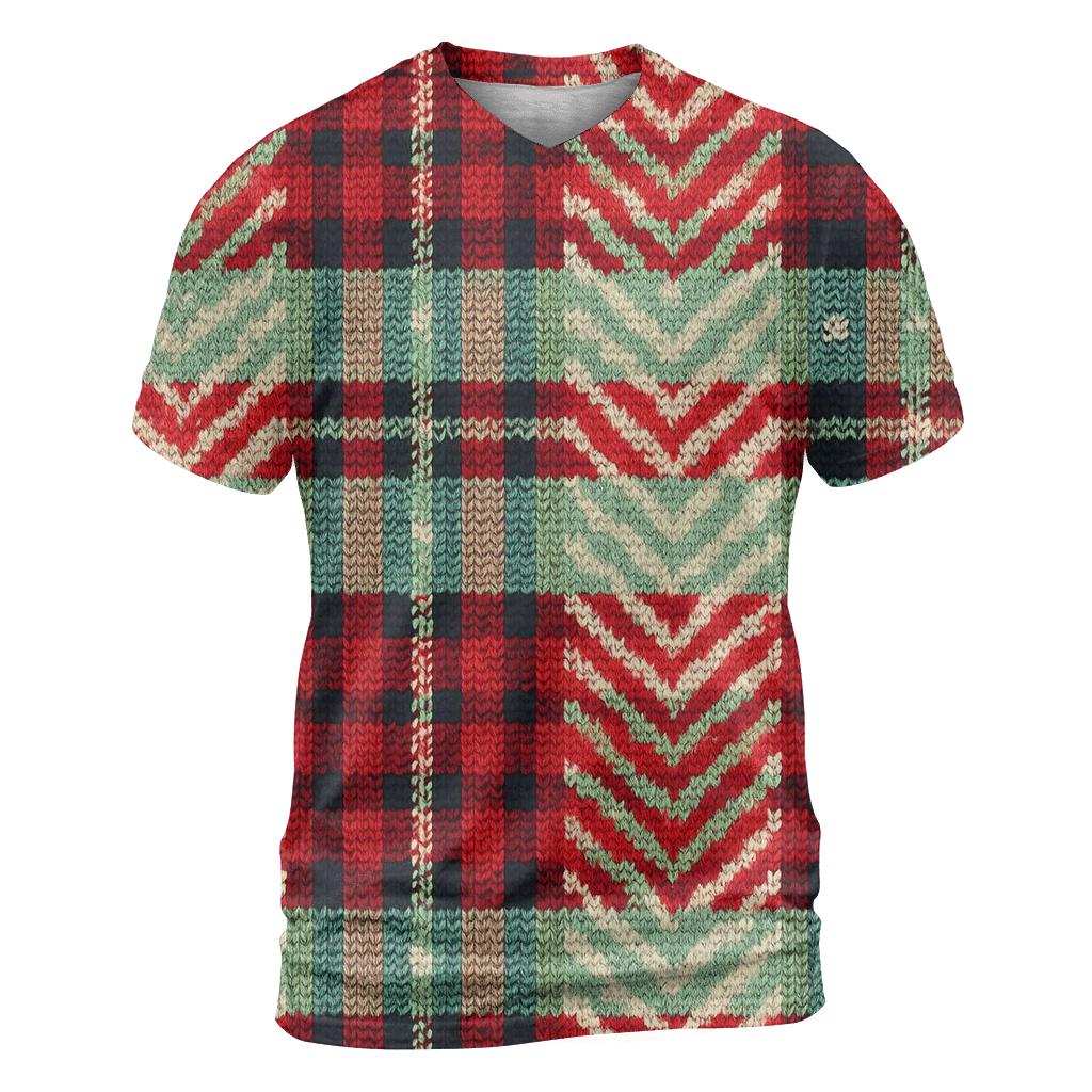 Retro Candy Cane Plaid Design statement graphic shirts
