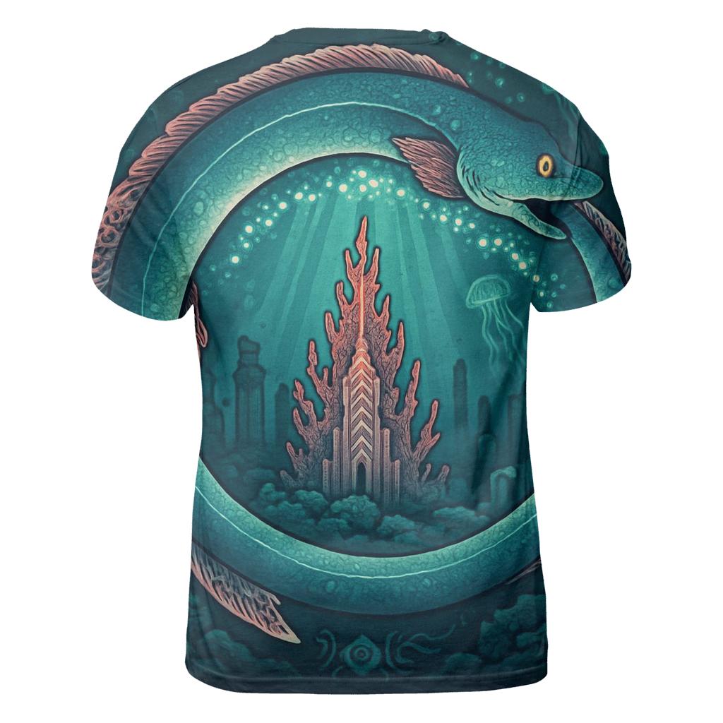Bioluminescent Reef Ouroboros statement graphic shirts