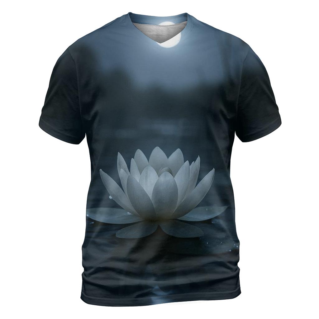 Nocturnal Moonlit Water Lily custom all-over print shirts