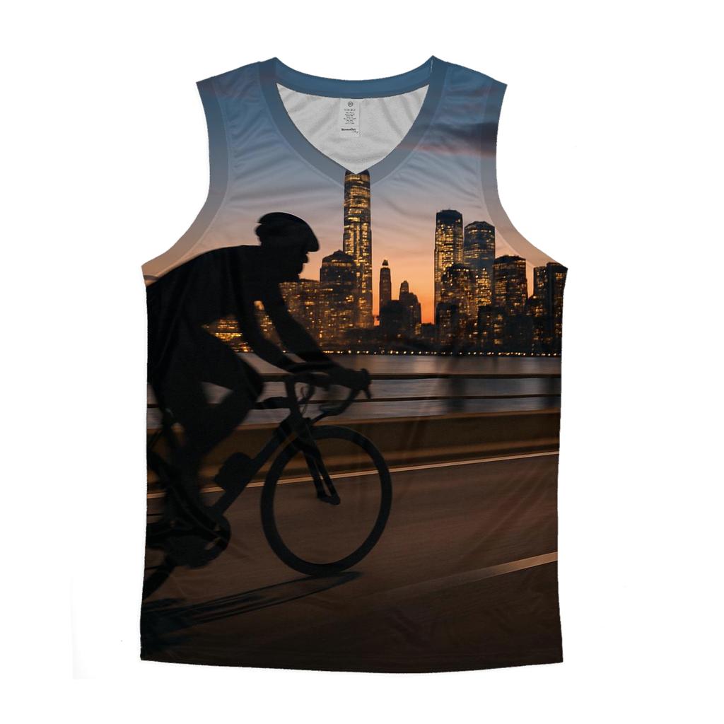 Cyclist At Dusk On West Side Highway personalized athletic tanks