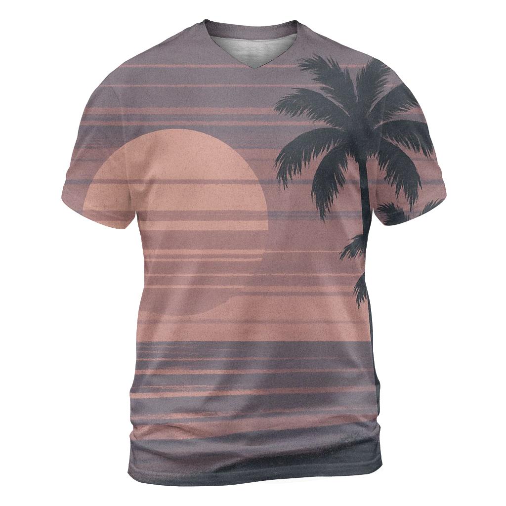 VHS Static Sunset creative print fashion shirts