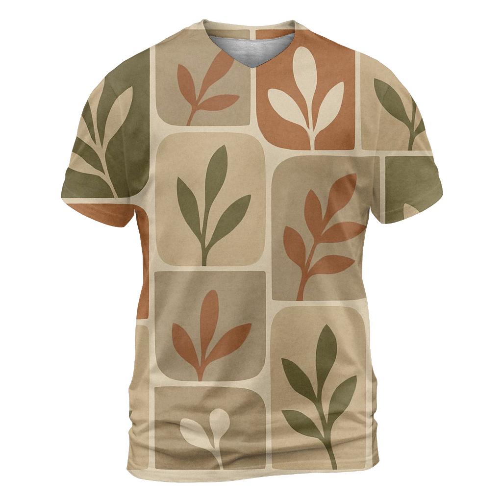 Earth Tone Mosaic artistic all-over print tops