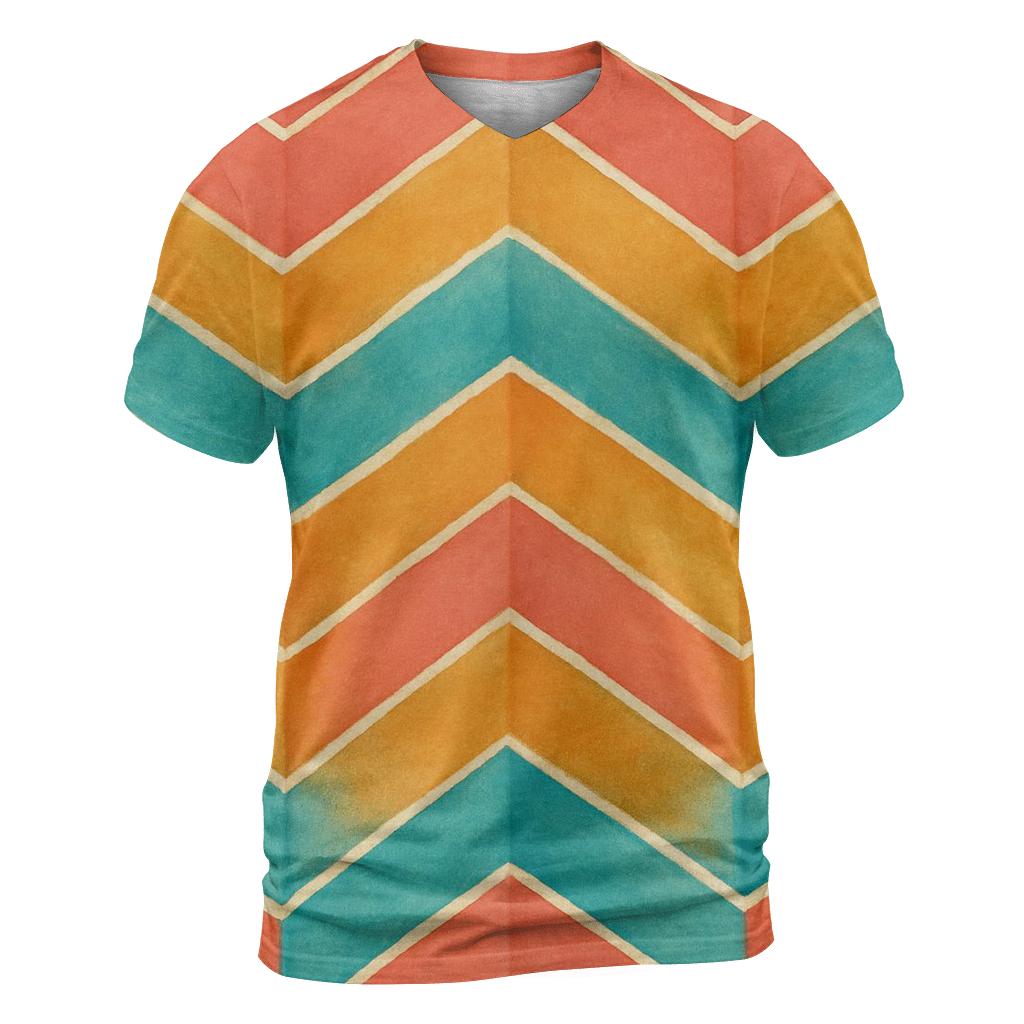 Coral Chevron Accordion artistic all-over print tops