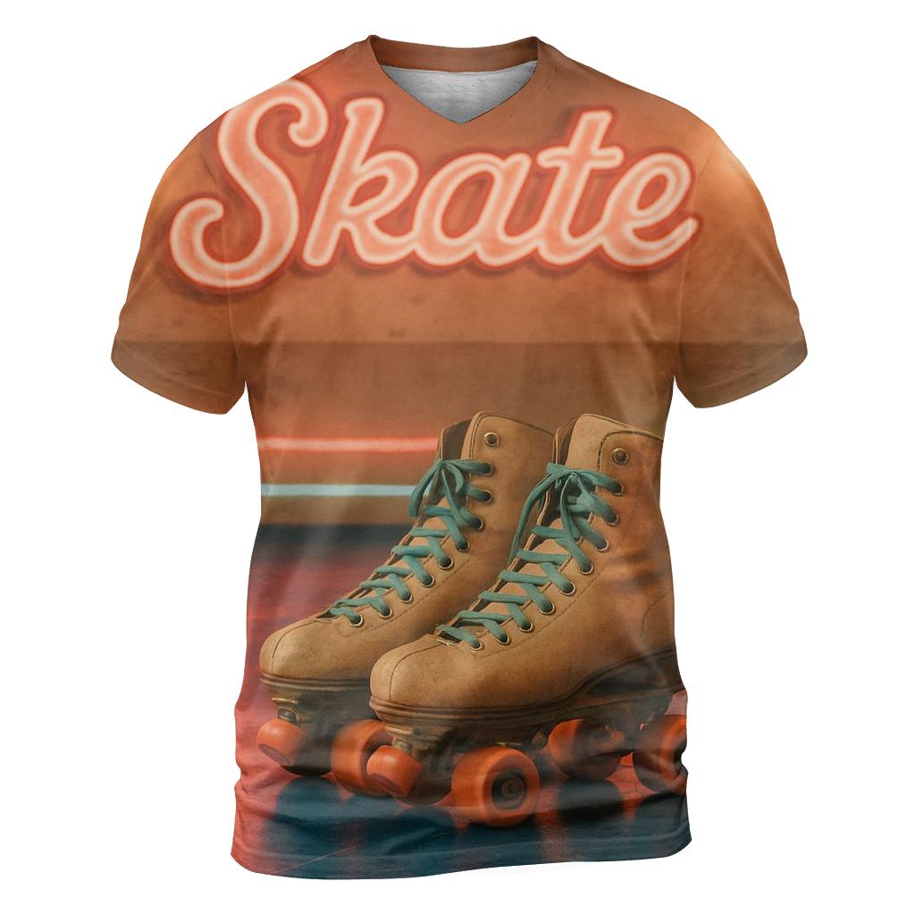 Retro Roller Rink Neon vibrant all-over design tees