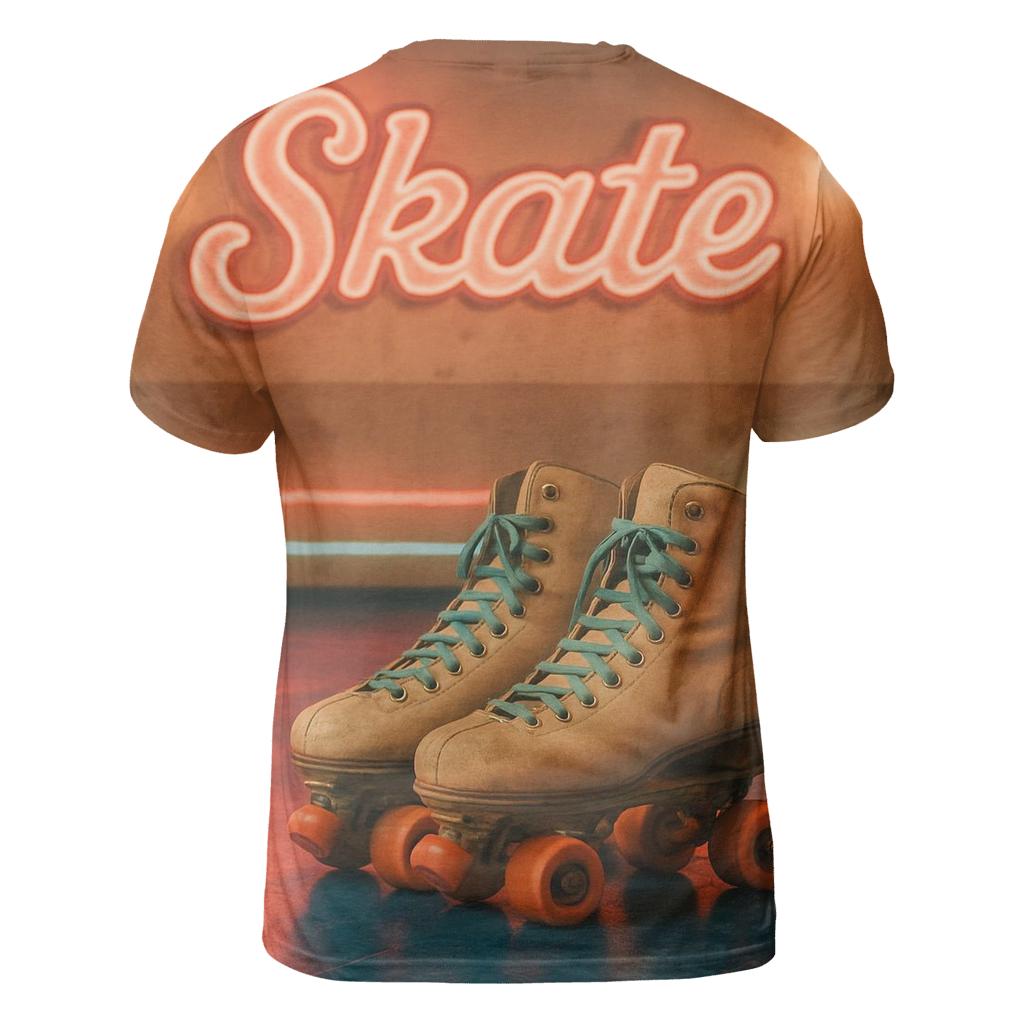 Retro Roller Rink Neon vibrant all-over design tees
