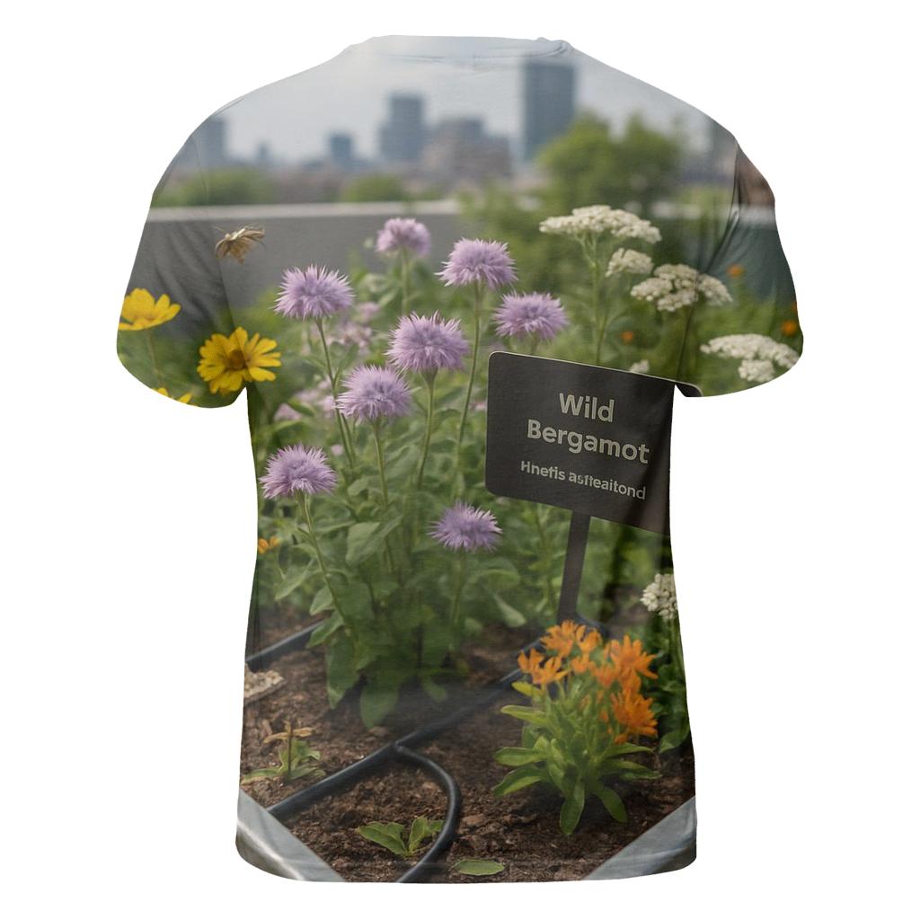 Urban Rooftop Pollinator Patch vibrant all-over design tees