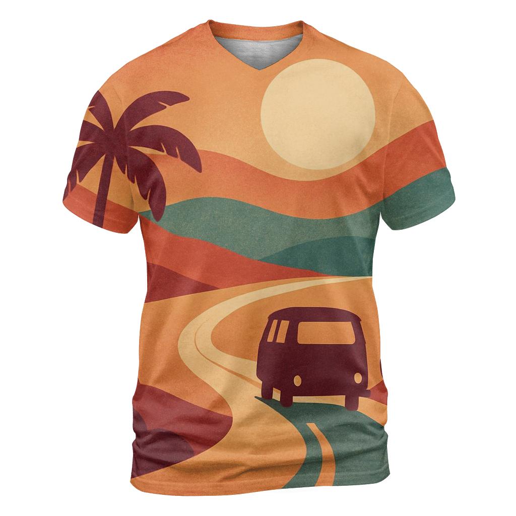 Sun Kissed Road Trip vibrant all-over design tees