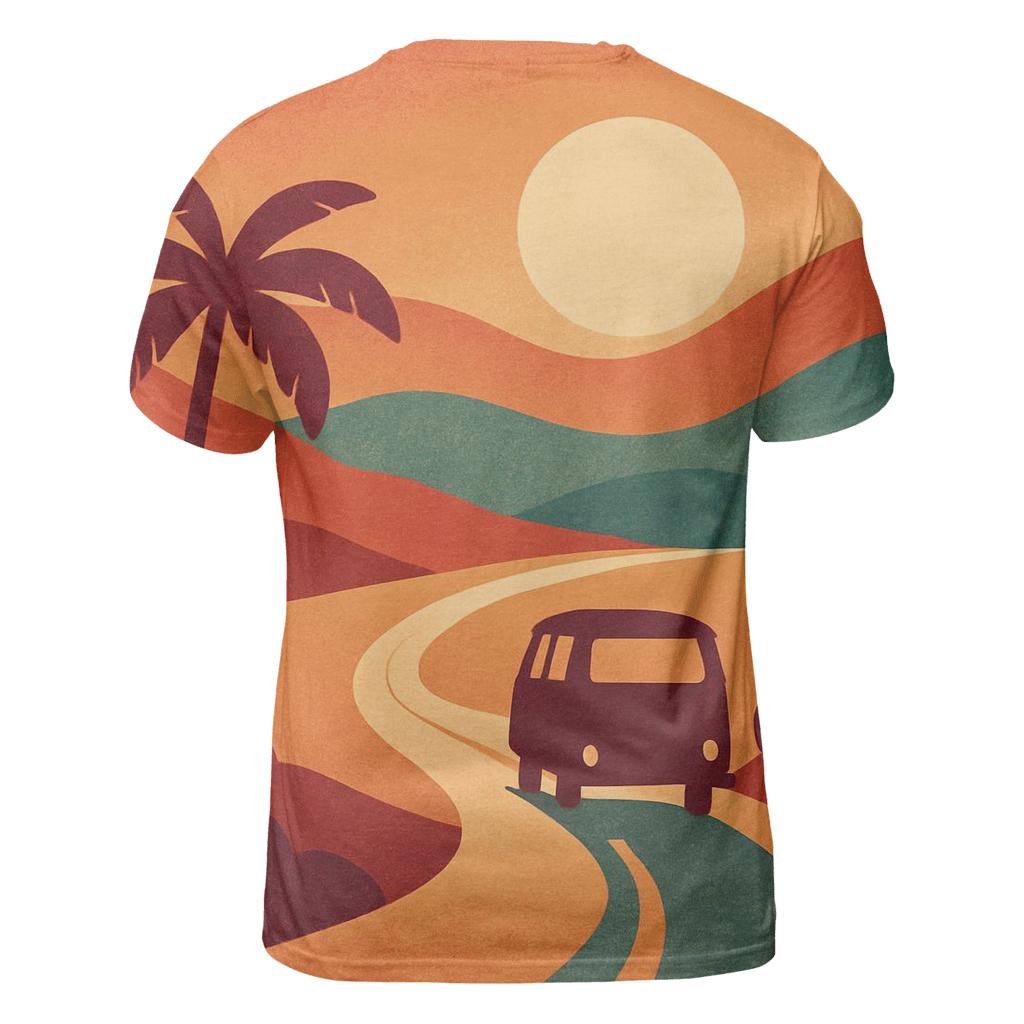 Sun Kissed Road Trip vibrant all-over design tees