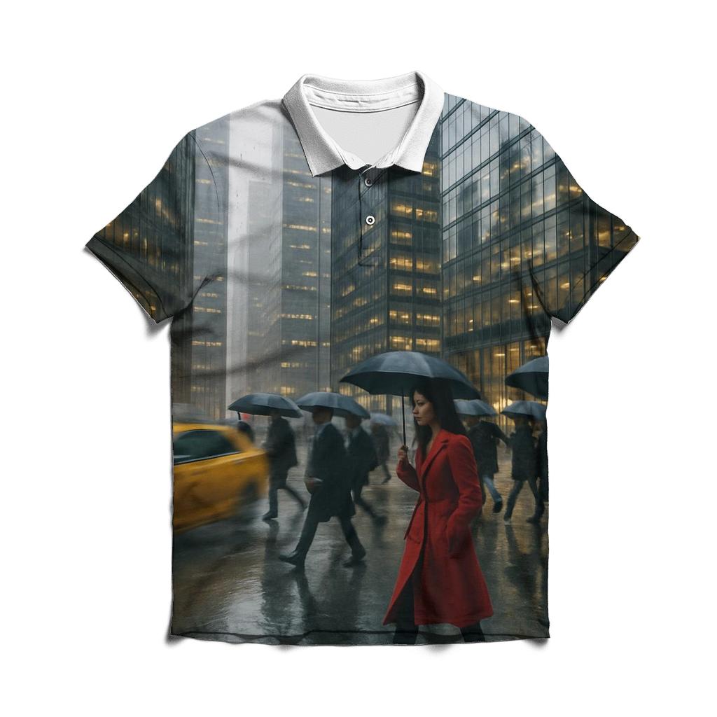 Midtown Rain Rush embroidered polo tops