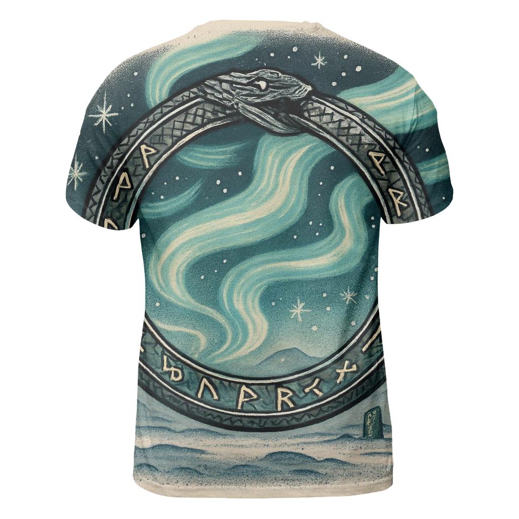 Runic Aurora Ouroboros Shield creative print fashion shirts