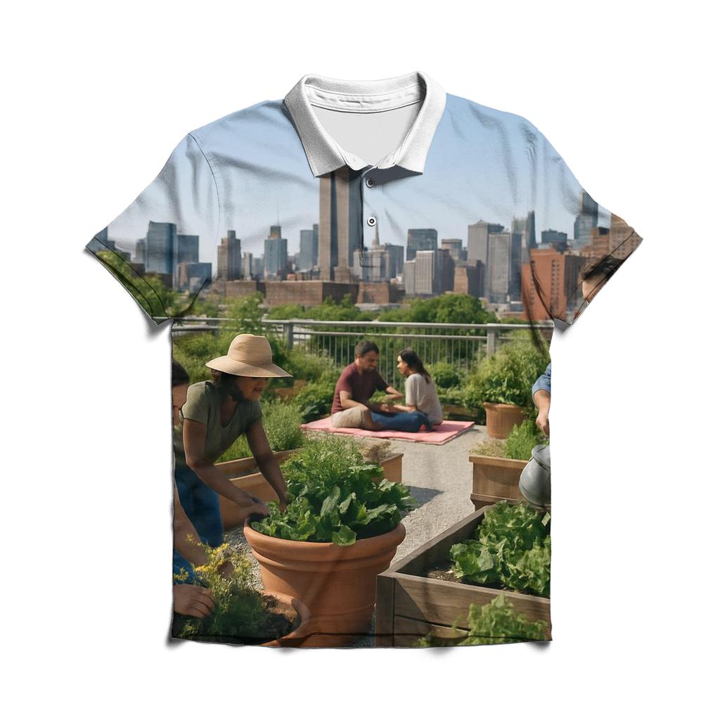 Rooftop Garden Overlook premium cotton polo shirts