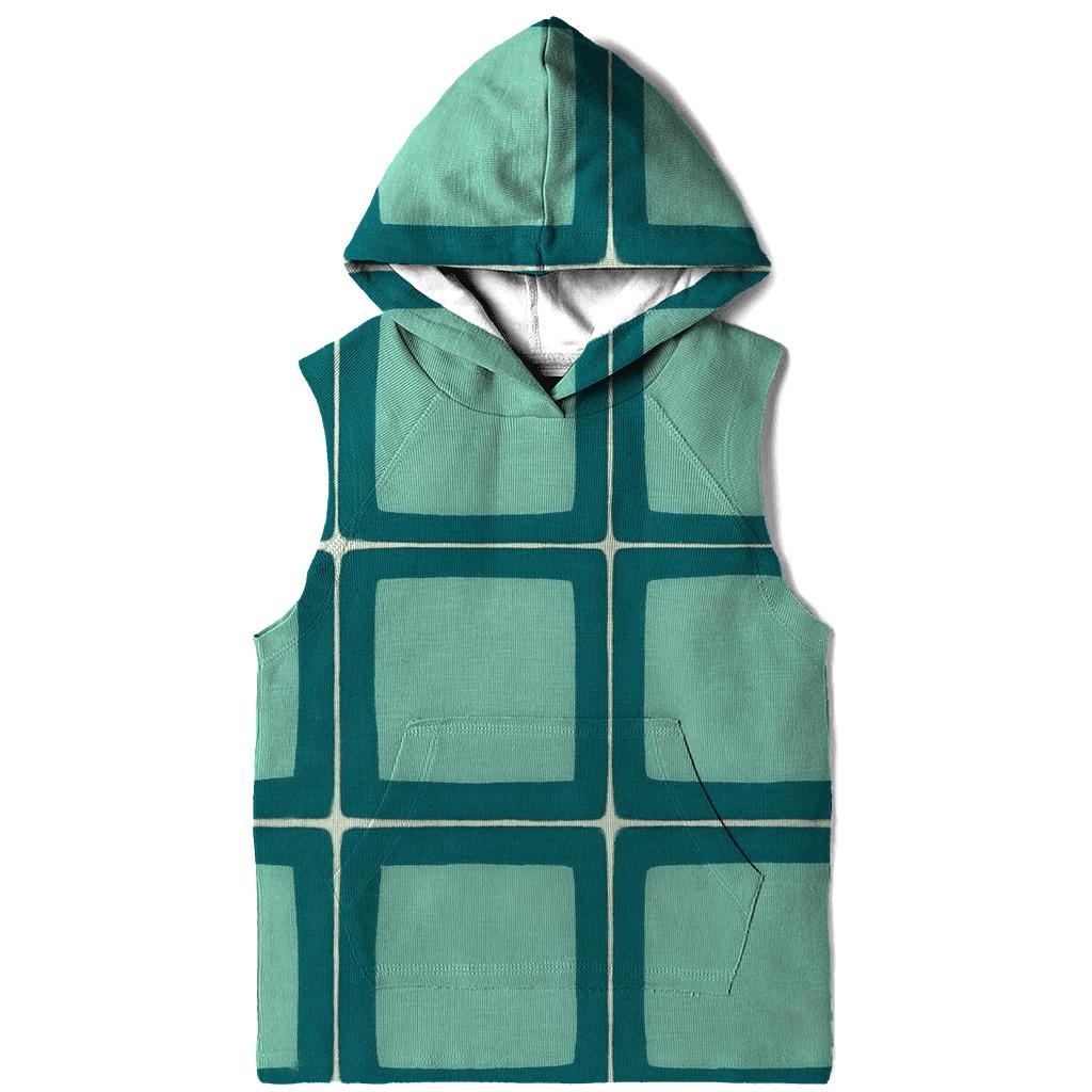 Teal Itajime Grid graphic hoodies