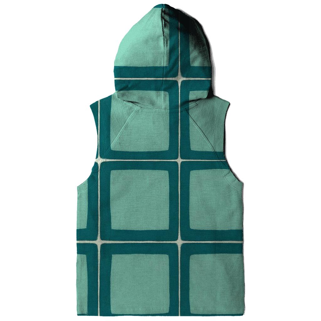 Teal Itajime Grid graphic hoodies