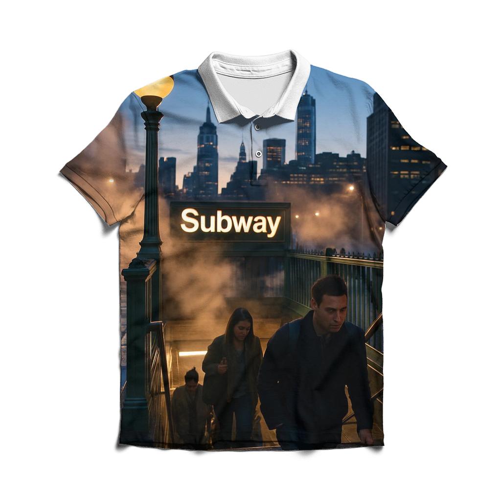 Subway Entrance Twilight Frame embroidered polo tops