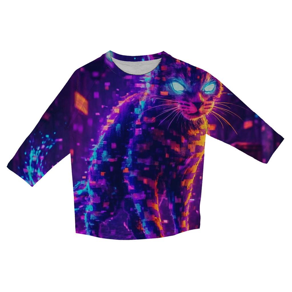 Glitch Alley Cat fashion 3/4 sleeve shirts