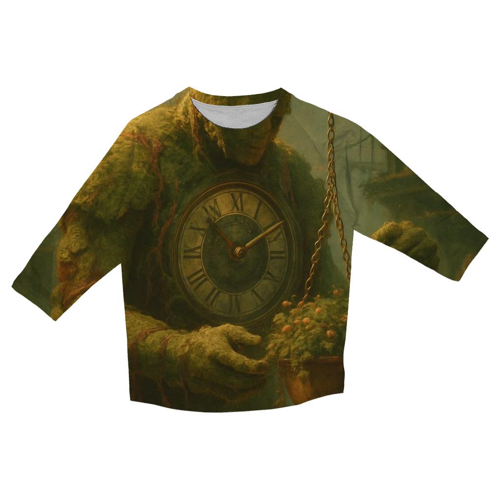 Clocktower Garden Golem printed three quarter sleeve shirts