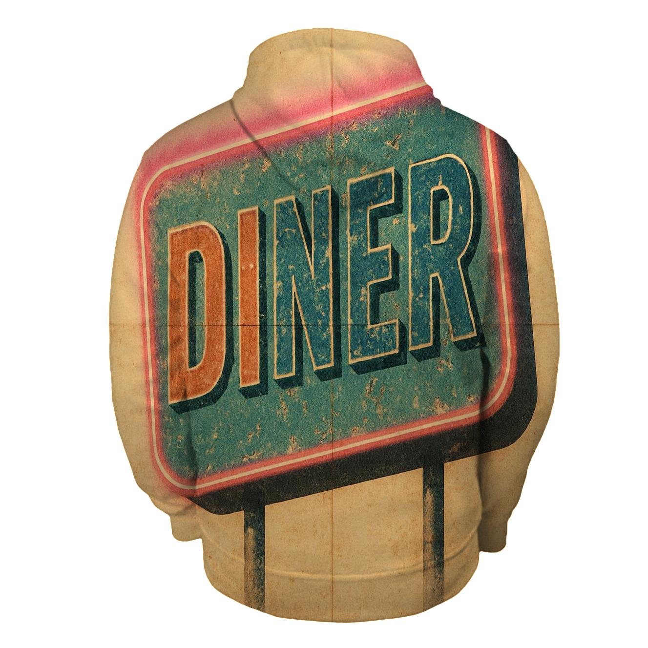 Faded Diner Neon Sign embroidered hoodies