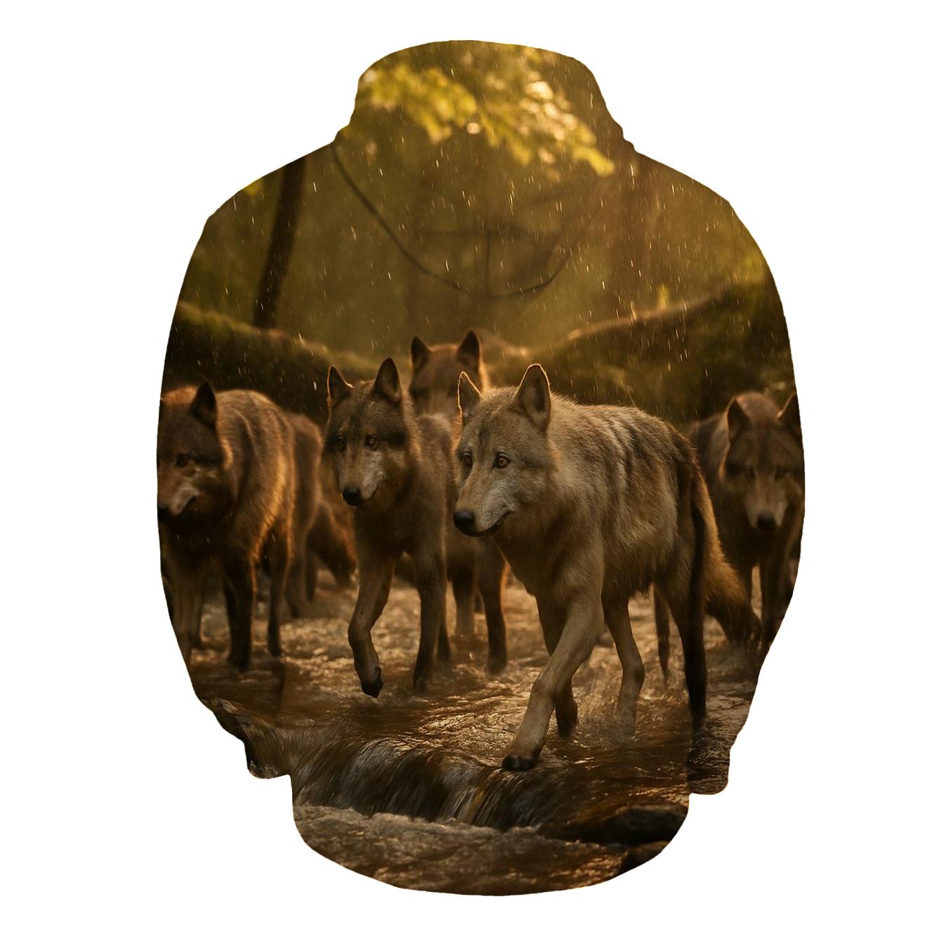 Forest Pack Crossing In Golden Rain zip-up hoodies