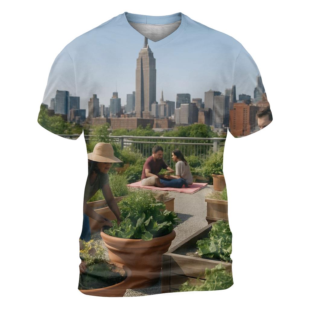 Rooftop Garden Overlook custom all-over print shirts