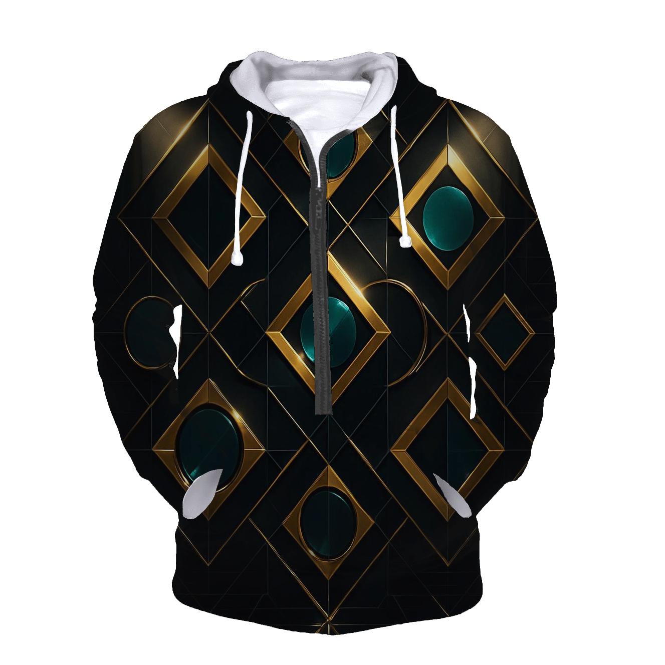 Disco Mirror Geometry embroidered hoodies