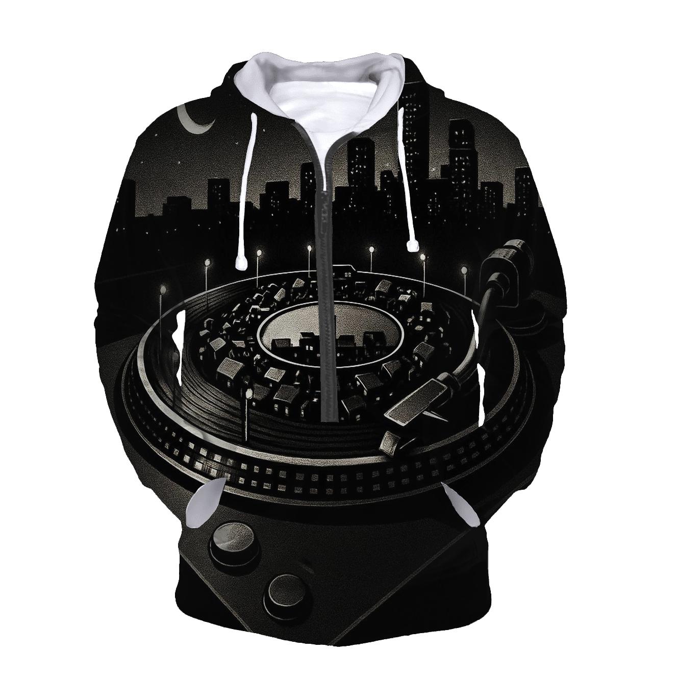Turntable Cityscape zip-up hoodies