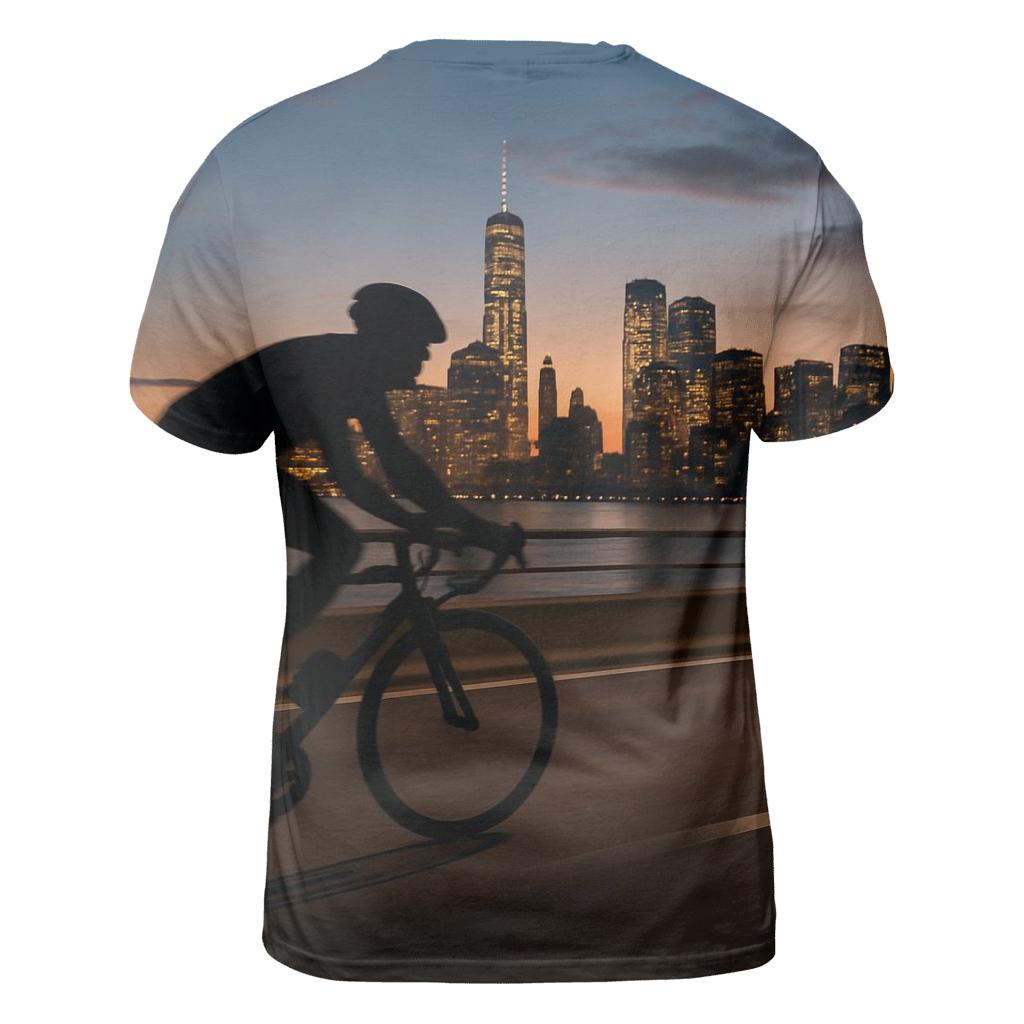 Cyclist At Dusk On West Side Highway designer pattern shirts