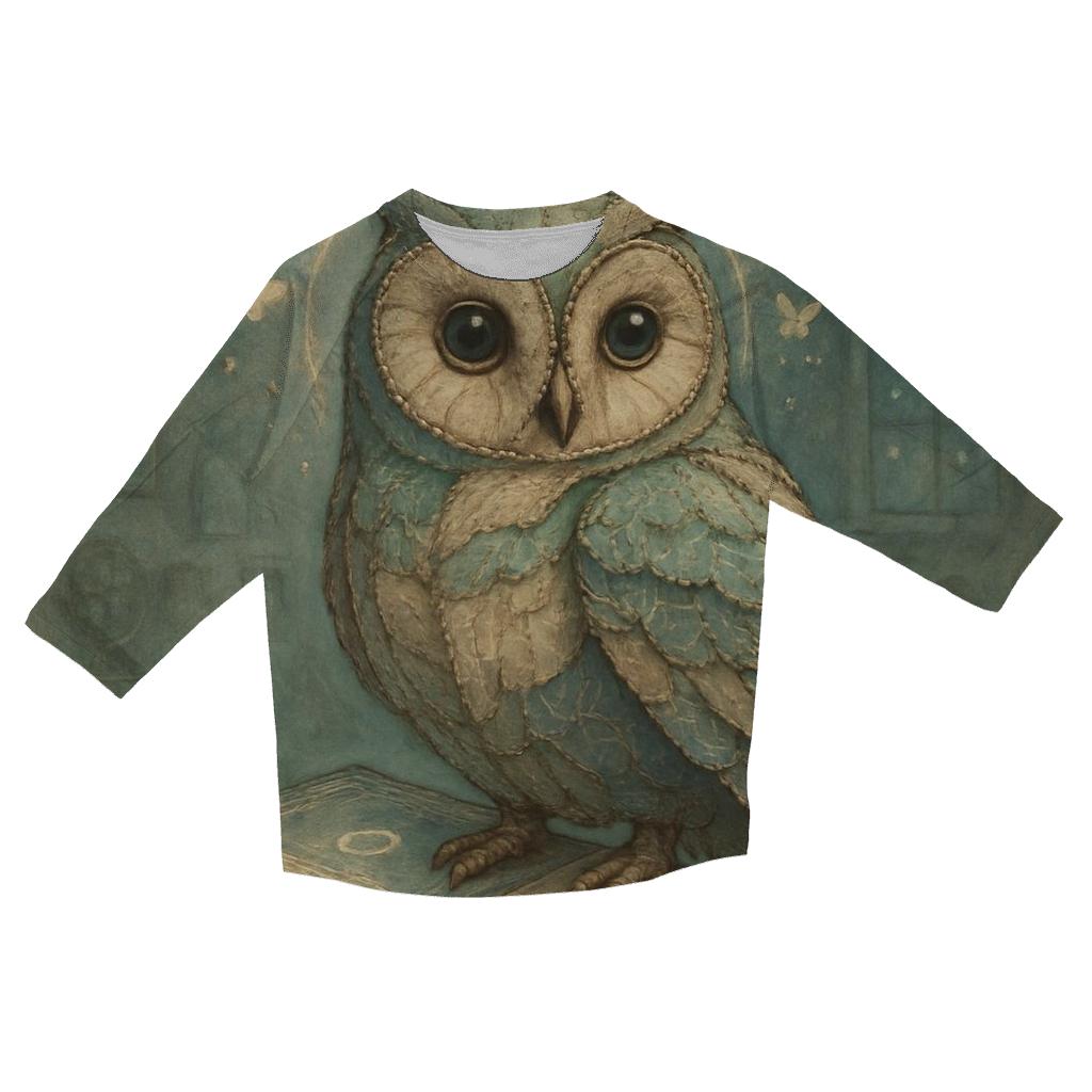 Patchwork Dreamer Owl printed three quarter sleeve shirts