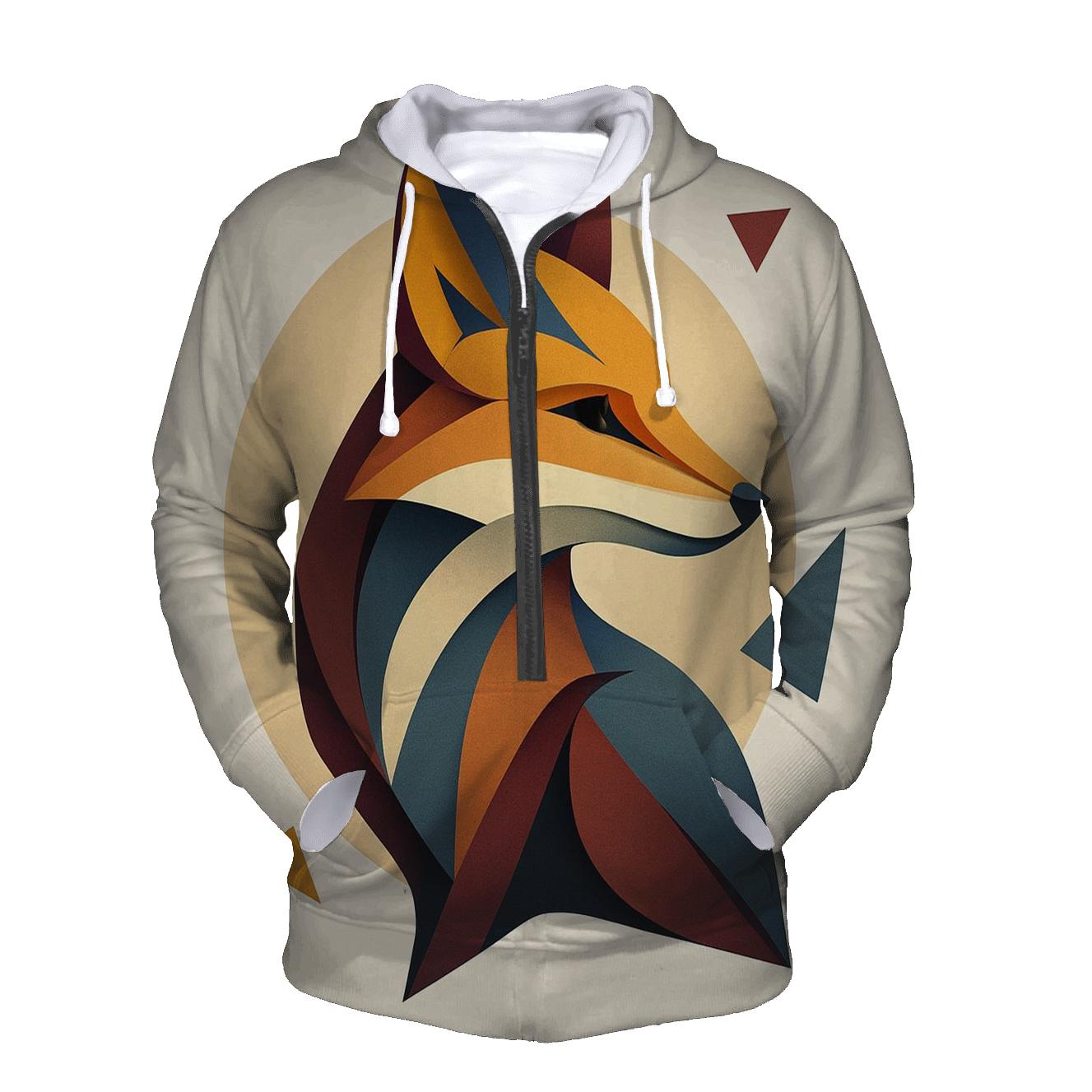 Abstract Geometry Fox graphic hoodies