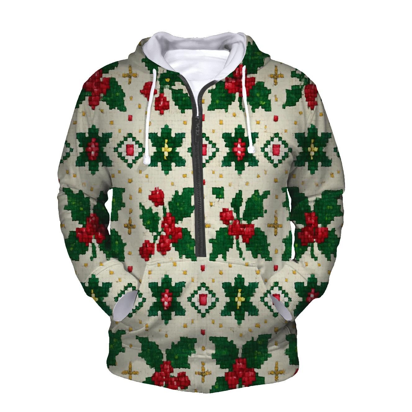 Holly Berry Dot Matrix Design printed hoodies