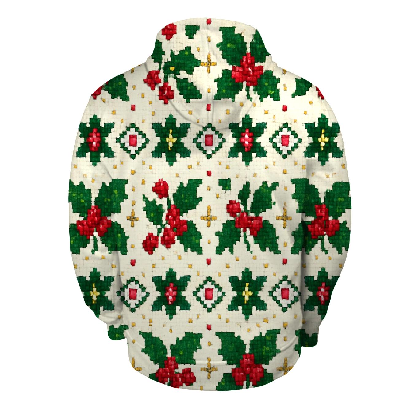 Holly Berry Dot Matrix Design printed hoodies
